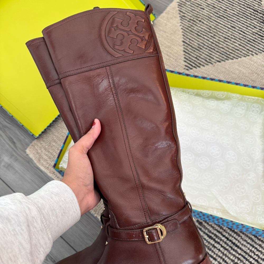 Tory Burch Chestnut Leather Knee-High Boots - Picture 5 of 16